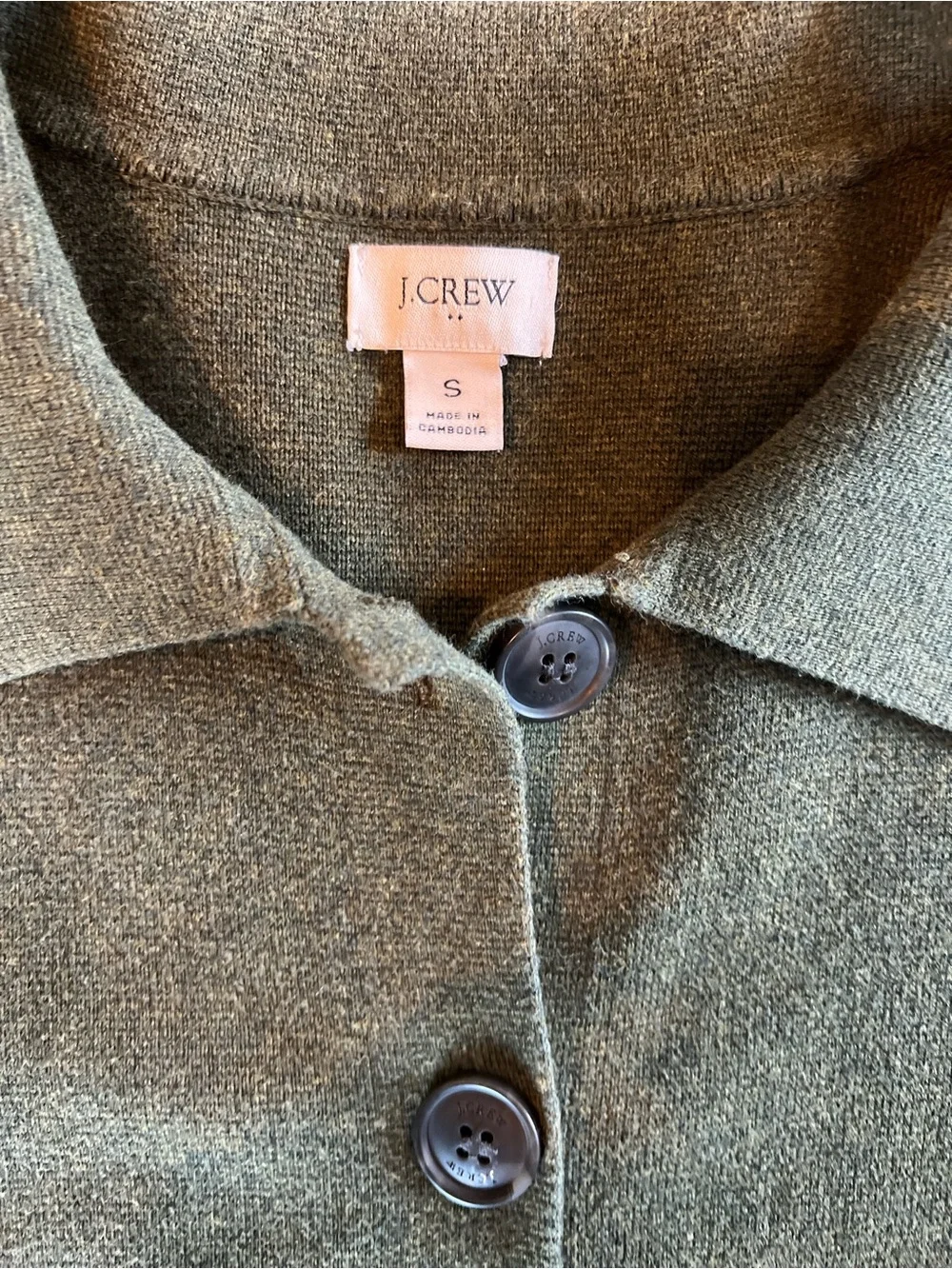 J. Crew Polo Collar Button Uo Sweater Cardigan Olive Green Loden size small